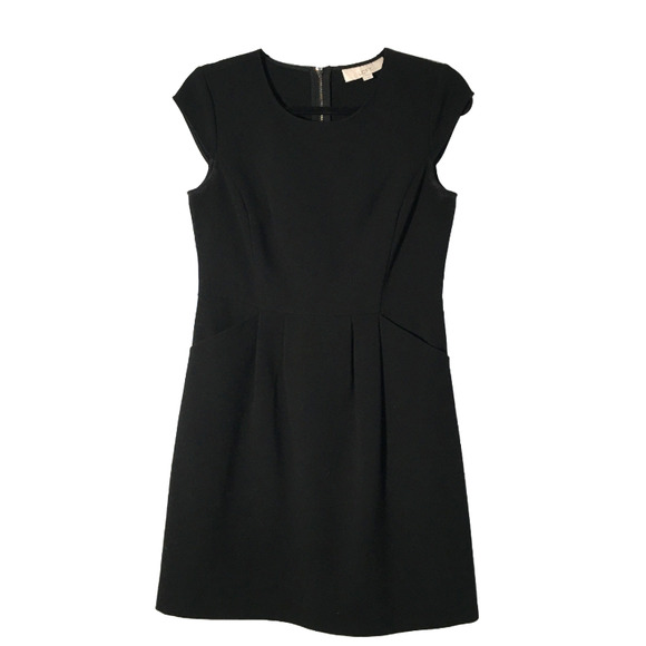 LOFT Dresses & Skirts - Loft Black Scoop Neck Cap Sleeve Sheath Dress With Pockets Size 4